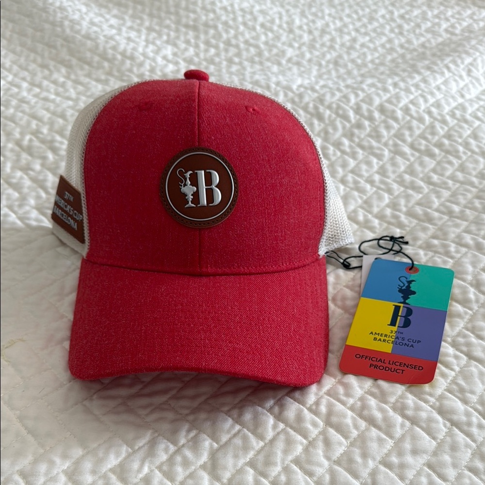 37th America’s Cup Barcelona Red Baseball Trucker Style Cap with Logo